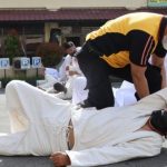 Tingkatkan Kemampuan, Personil Polrestabes Makassar Latihan Beladiri Polri