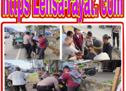 Personel Polres Gowa Bantu Pengendara Sakit Saat Antar Anak ke Sekolah