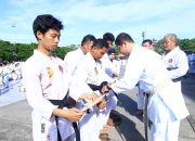 Kapolrestabes Makassar Membuka Upacara Latihan Bersama dan Ujian Penurunan Kyu Inkanas Semester I Tahun 2025