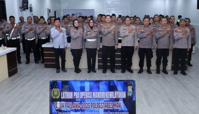 Jelang Operasi Patuh Pallawa Lipu 2025, Personel Polrestabes Makassar Dibekali Lat Pra Ops