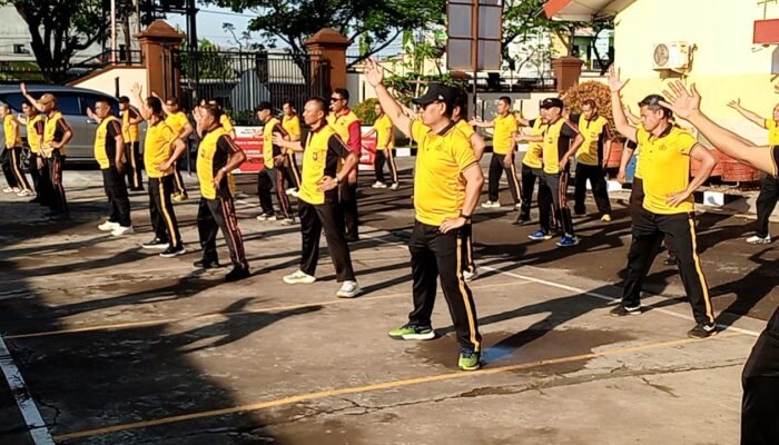 Jaga Kebugaran, Polsek Biringkanaya Rutin Gelar Senam Bersama Bhayangkari