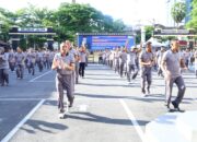 Penuh Semangat, Personel Polrestabes Makassar Ikuti Olahraga Bersama