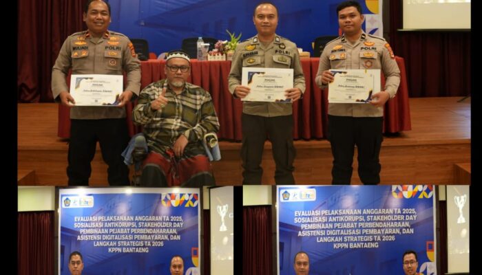 Polres Jeneponto Borong Tiga Penghargaan dalam Forum Evaluasi KPPN Bantaeng