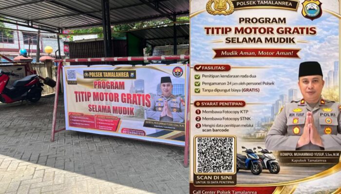 Polsek Tamalanrea Buka Layanan Titip Kendaraan Gratis bagi Warga yang Mudik