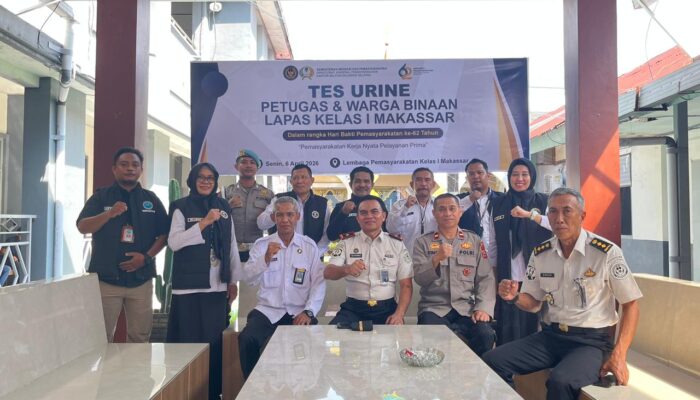 Hari Bakti Pemasyarakatan ke-62, Polsek Rappocini Kawal Tes Urine di Lapas