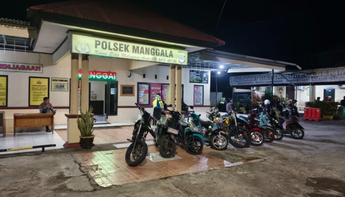 Polsek Manggala Amankan 9 Motor Knalpot Brong dalam Operasi Cipta Kondisi Malam Minggu